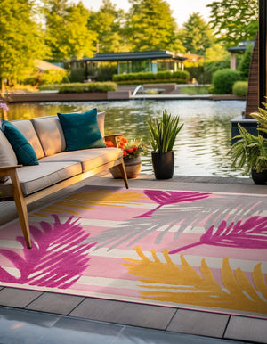 Pink 5' 3 x 5' 3 Aruba Outdoor Square Area Rug Weather Resistant for Patio, Deck, Terrace, Balcony, Porch for Sale at Rug Engine