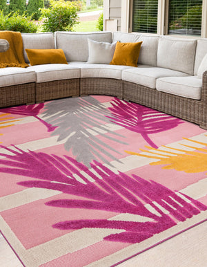 Pink 5' 3 x 5' 3 Aruba Outdoor Square Area Rug Weather Resistant for Patio, Deck, Terrace, Balcony, Porch for Sale at Rug Engine