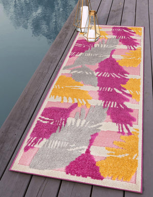 Pink 2' x 10' Aruba Outdoor Runner Area Rug Weather Resistant for Patio, Deck, Terrace, Balcony, Porch for Sale at Rug Engine