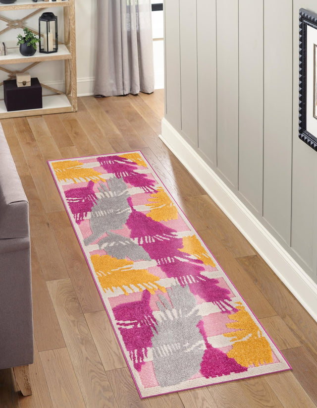 Pink 2' x 8' Aruba Outdoor Runner Area Rug Weather Resistant for Patio, Deck, Terrace, Balcony, Porch for Sale at Rug Engine
