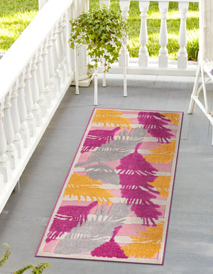 Pink 2' x 10' Aruba Outdoor Runner Area Rug Weather Resistant for Patio, Deck, Terrace, Balcony, Porch for Sale at Rug Engine