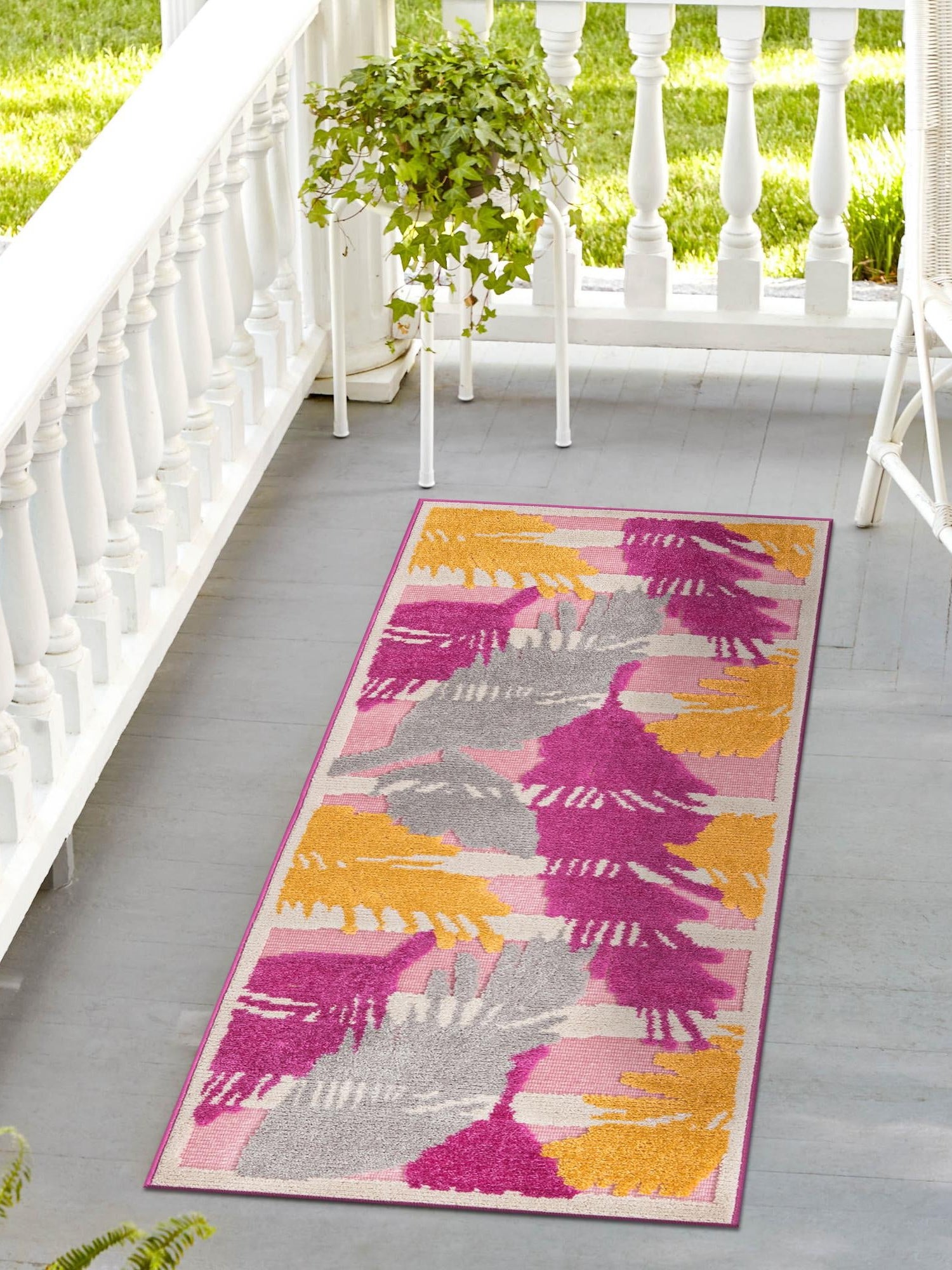 Pink 2' x 8' Aruba Outdoor Runner Area Rug Weather Resistant for Patio, Deck, Terrace, Balcony, Porch for Sale at Rug Engine