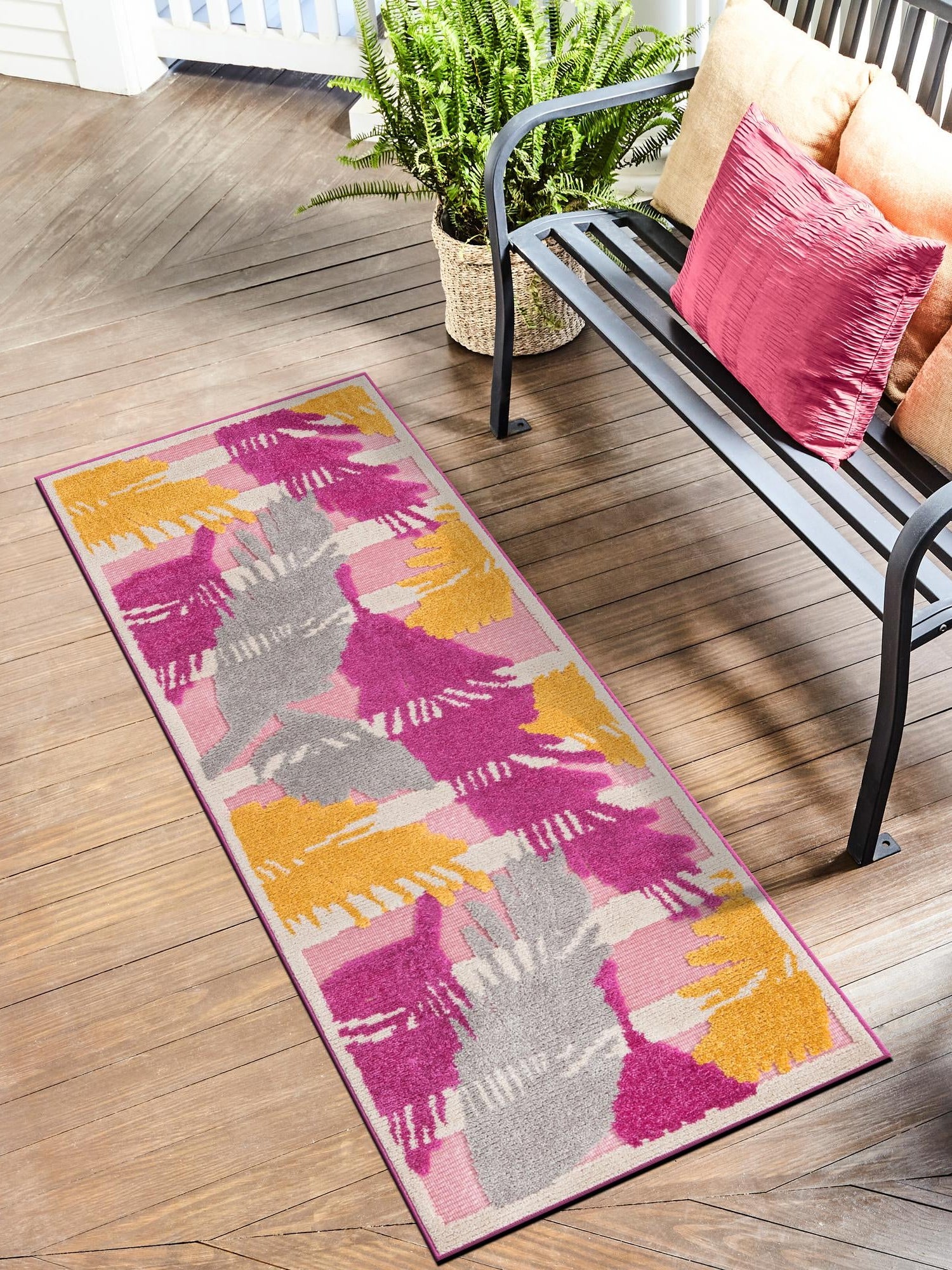 Pink 2' x 10' Aruba Outdoor Runner Area Rug Weather Resistant for Patio, Deck, Terrace, Balcony, Porch for Sale at Rug Engine