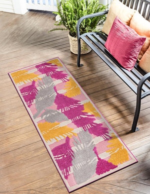 Pink 2' x 10' Aruba Outdoor Runner Area Rug Weather Resistant for Patio, Deck, Terrace, Balcony, Porch for Sale at Rug Engine