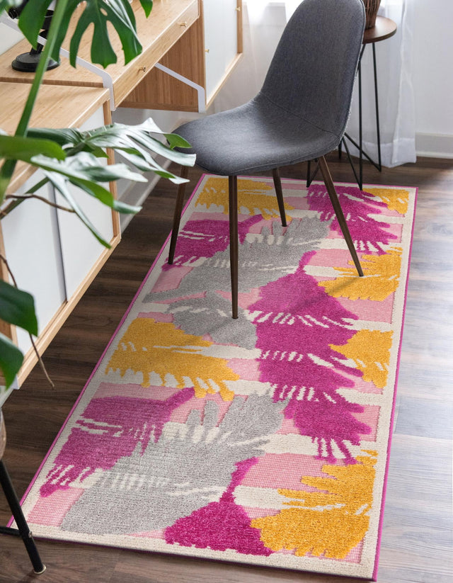 Pink 2' x 10' Aruba Outdoor Runner Area Rug Weather Resistant for Patio, Deck, Terrace, Balcony, Porch for Sale at Rug Engine