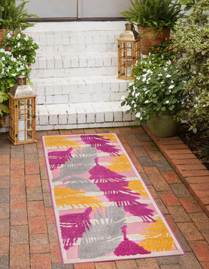 Pink 2' x 10' Aruba Outdoor Runner Area Rug Weather Resistant for Patio, Deck, Terrace, Balcony, Porch for Sale at Rug Engine