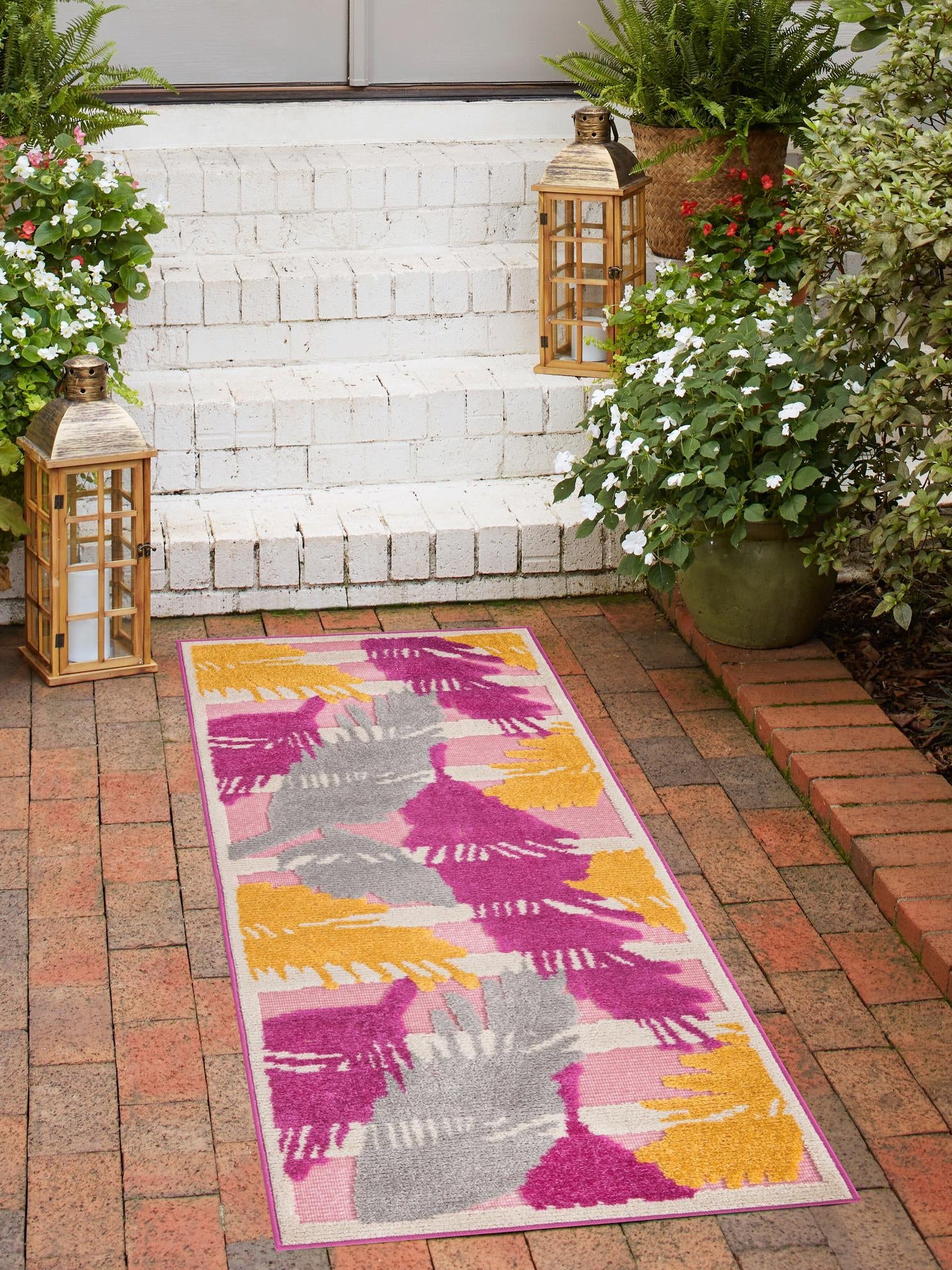 Pink 2' x 8' Aruba Outdoor Runner Area Rug Weather Resistant for Patio, Deck, Terrace, Balcony, Porch for Sale at Rug Engine