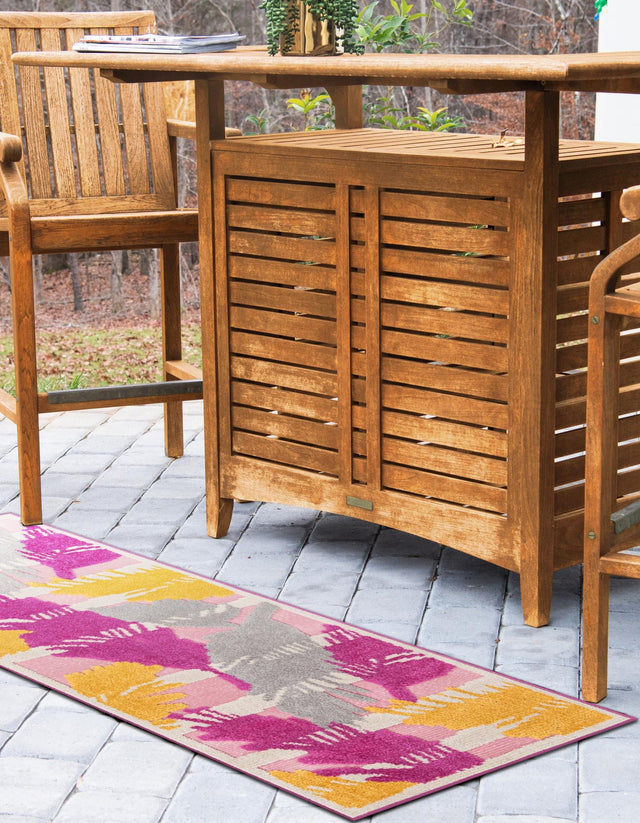 Pink 2' x 10' Aruba Outdoor Runner Area Rug Weather Resistant for Patio, Deck, Terrace, Balcony, Porch for Sale at Rug Engine