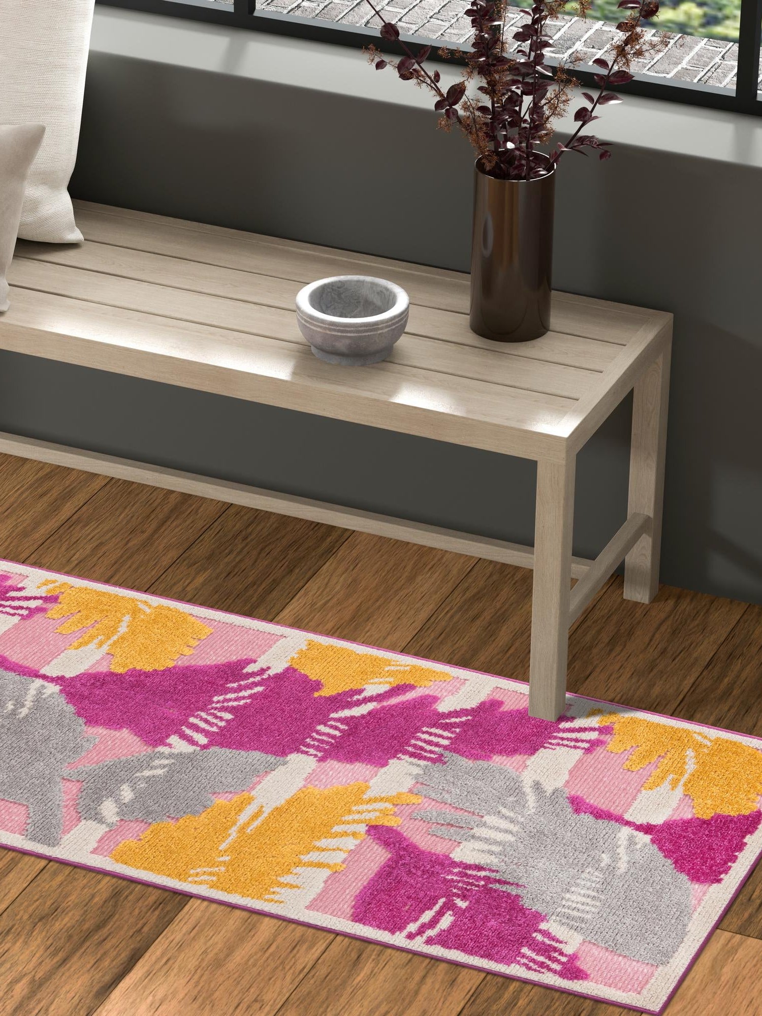 Pink 2' x 8' Aruba Outdoor Runner Area Rug Weather Resistant for Patio, Deck, Terrace, Balcony, Porch for Sale at Rug Engine
