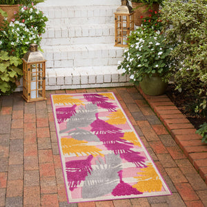 Pink 2' x 6' Aruba Outdoor Runner Area Rug Weather Resistant for Patio, Deck, Terrace, Balcony, Porch for Sale at Rug Engine