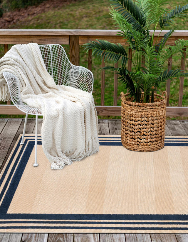 Beige 5' 3 x 8' Aruba Outdoor Rectangle Area Rug Weather Resistant for Patio, Deck, Terrace, Balcony, Porch for Sale at Rug Engine