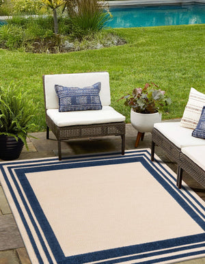 Beige 5' 3 x 5' 3 Aruba Outdoor Square Area Rug Weather Resistant for Patio, Deck, Terrace, Balcony, Porch for Sale at Rug Engine