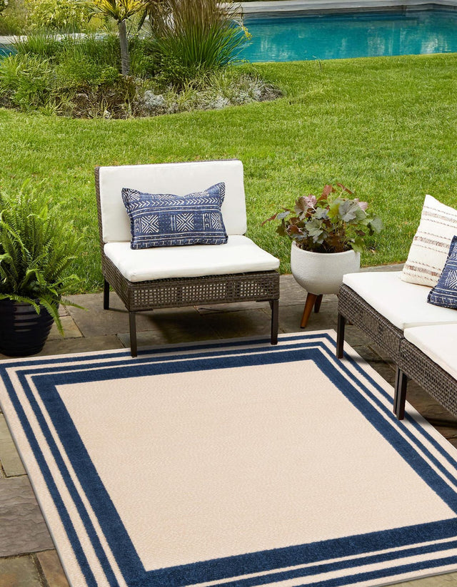 Beige 5' 3 x 5' 3 Aruba Outdoor Square Area Rug Weather Resistant for Patio, Deck, Terrace, Balcony, Porch for Sale at Rug Engine
