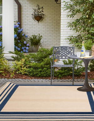 Beige 5' 3 x 5' 3 Aruba Outdoor Square Area Rug Weather Resistant for Patio, Deck, Terrace, Balcony, Porch for Sale at Rug Engine