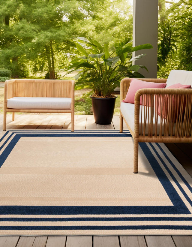 Beige 5' 3 x 5' 3 Aruba Outdoor Square Area Rug Weather Resistant for Patio, Deck, Terrace, Balcony, Porch for Sale at Rug Engine