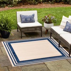 Beige 7' 10 x 7' 10 Aruba Outdoor Square Area Rug Weather Resistant for Patio, Deck, Terrace, Balcony, Porch for Sale at Rug Engine