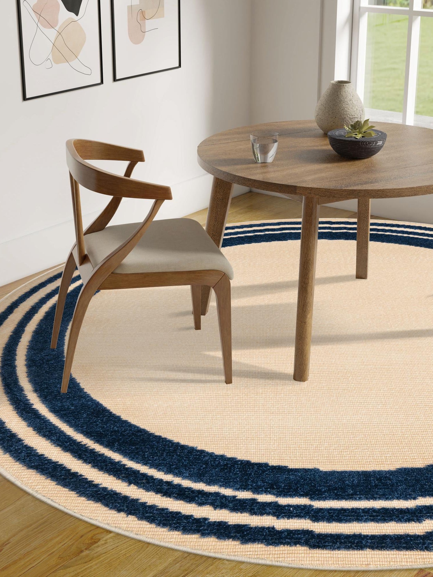 Beige 5' 3 x 5' 3 Aruba Outdoor Round Area Rug Weather Resistant for Patio, Deck, Terrace, Balcony, Porch for Sale at Rug Engine