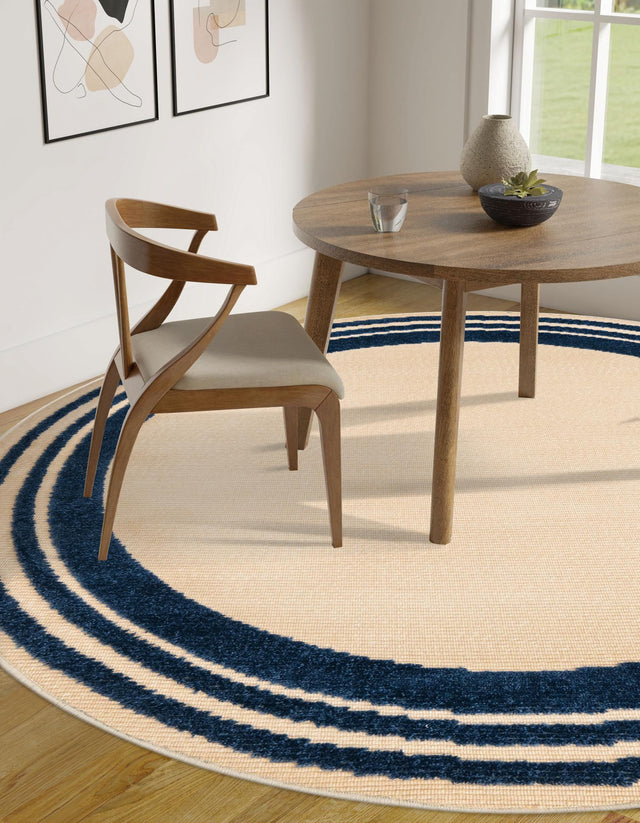 Beige 5' 3 x 5' 3 Aruba Outdoor Round Area Rug Weather Resistant for Patio, Deck, Terrace, Balcony, Porch for Sale at Rug Engine