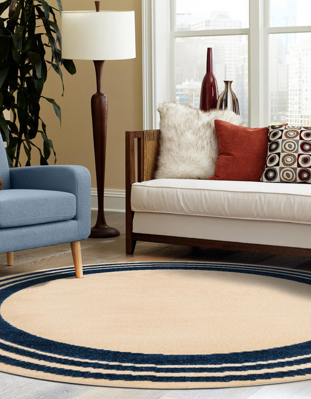 Beige 3' 3 x 3' 3 Aruba Outdoor Round Area Rug Weather Resistant for Patio, Deck, Terrace, Balcony, Porch for Sale at Rug Engine