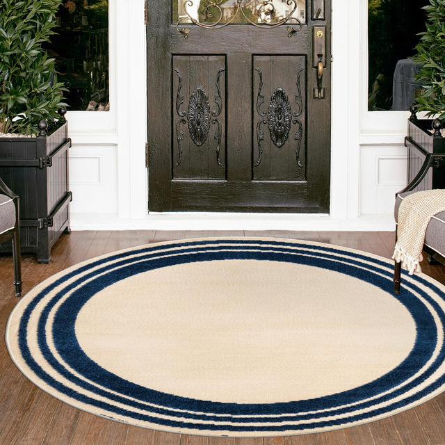Beige 5' 3 x 5' 3 Aruba Outdoor Round Area Rug Weather Resistant for Patio, Deck, Terrace, Balcony, Porch for Sale at Rug Engine