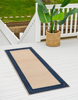 Beige 2' x 8' Aruba Outdoor Runner Area Rug Weather Resistant for Patio, Deck, Terrace, Balcony, Porch for Sale at Rug Engine