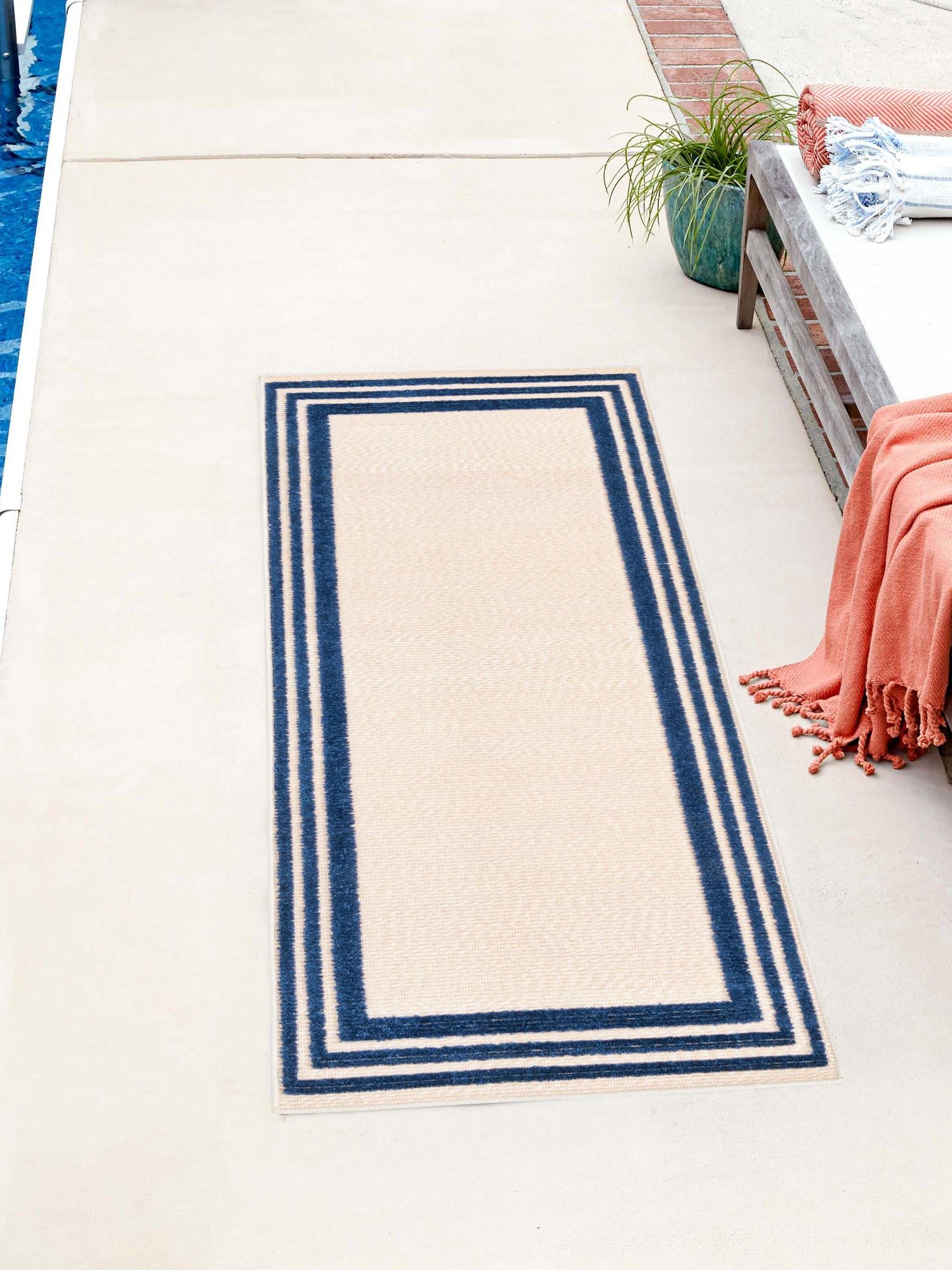 Beige 2' x 8' Aruba Outdoor Runner Area Rug Weather Resistant for Patio, Deck, Terrace, Balcony, Porch for Sale at Rug Engine