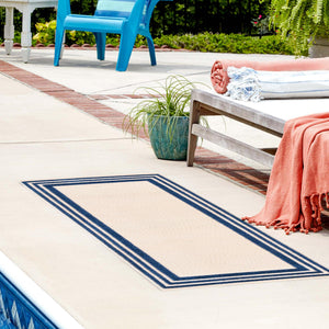 Beige 2' x 8' Aruba Outdoor Runner Area Rug Weather Resistant for Patio, Deck, Terrace, Balcony, Porch for Sale at Rug Engine