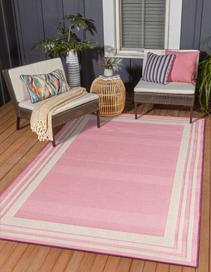 Pink 6' x 9' Aruba Outdoor Rectangle Area Rug Weather Resistant for Patio, Deck, Terrace, Balcony, Porch for Sale at Rug Engine