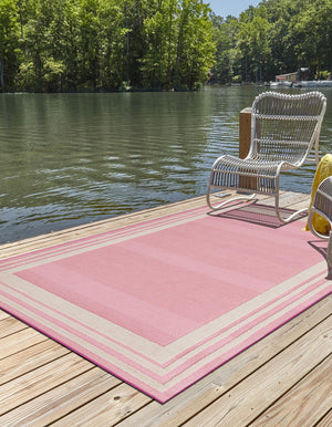 Pink 7' 10 x 10' Aruba Outdoor Rectangle Area Rug Weather Resistant for Patio, Deck, Terrace, Balcony, Porch for Sale at Rug Engine