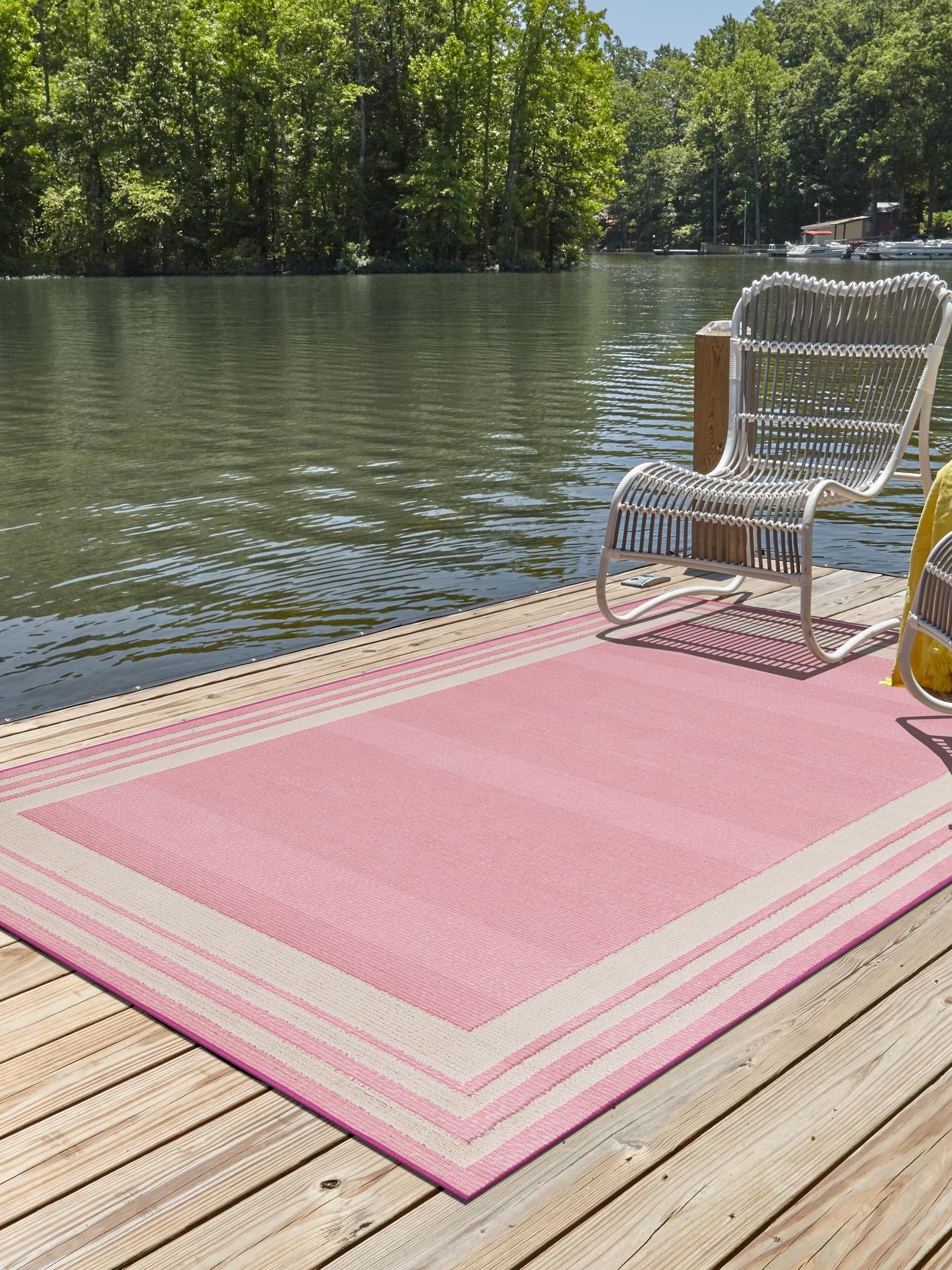 Pink 4' x 6' Aruba Outdoor Rectangle Area Rug Weather Resistant for Patio, Deck, Terrace, Balcony, Porch for Sale at Rug Engine