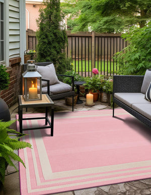 Pink 5' 3 x 5' 3 Aruba Outdoor Square Area Rug Weather Resistant for Patio, Deck, Terrace, Balcony, Porch for Sale at Rug Engine