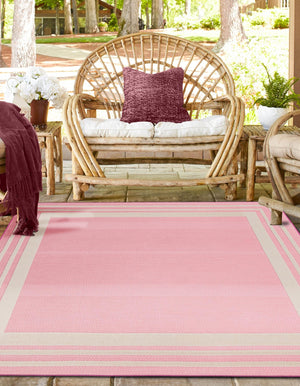 Pink 7' 10 x 7' 10 Aruba Outdoor Square Area Rug Weather Resistant for Patio, Deck, Terrace, Balcony, Porch for Sale at Rug Engine