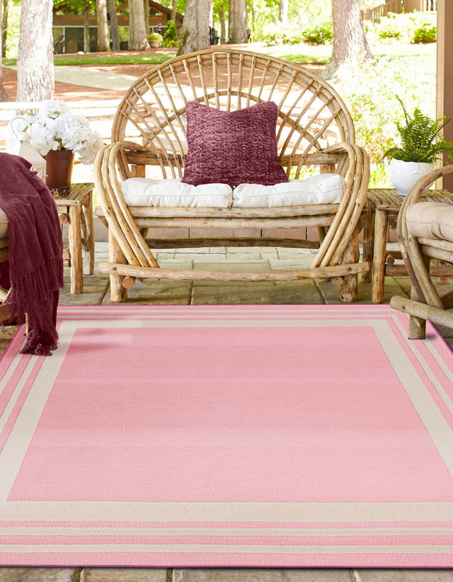 Pink 7' 10 x 7' 10 Aruba Outdoor Square Area Rug Weather Resistant for Patio, Deck, Terrace, Balcony, Porch for Sale at Rug Engine