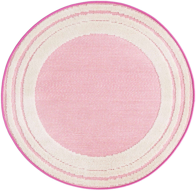 Pink 3' 3 x 3' 3 Aruba Outdoor Round Area Rug Weather Resistant for Patio, Deck, Terrace, Balcony, Porch for Sale at Rug Engine