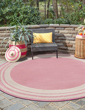 Pink 3' 3 x 3' 3 Aruba Outdoor Round Area Rug Weather Resistant for Patio, Deck, Terrace, Balcony, Porch for Sale at Rug Engine