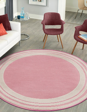 Pink 5' 3 x 5' 3 Aruba Outdoor Round Area Rug Weather Resistant for Patio, Deck, Terrace, Balcony, Porch for Sale at Rug Engine