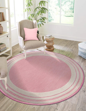 Pink 5' 3 x 5' 3 Aruba Outdoor Round Area Rug Weather Resistant for Patio, Deck, Terrace, Balcony, Porch for Sale at Rug Engine