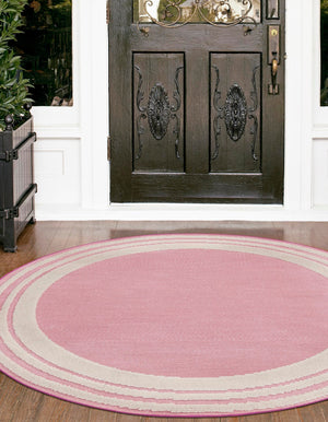 Pink 3' 3 x 3' 3 Aruba Outdoor Round Area Rug Weather Resistant for Patio, Deck, Terrace, Balcony, Porch for Sale at Rug Engine