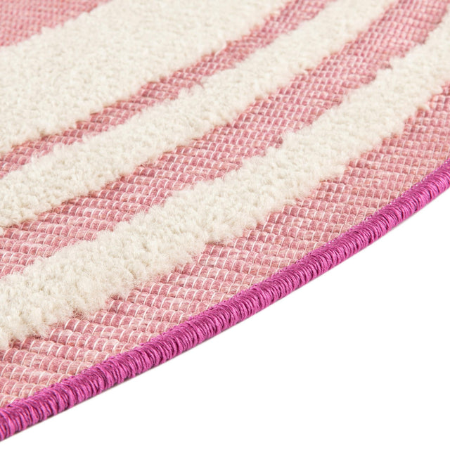 Pink 3' 3 x 3' 3 Aruba Outdoor Round Area Rug Weather Resistant for Patio, Deck, Terrace, Balcony, Porch for Sale at Rug Engine