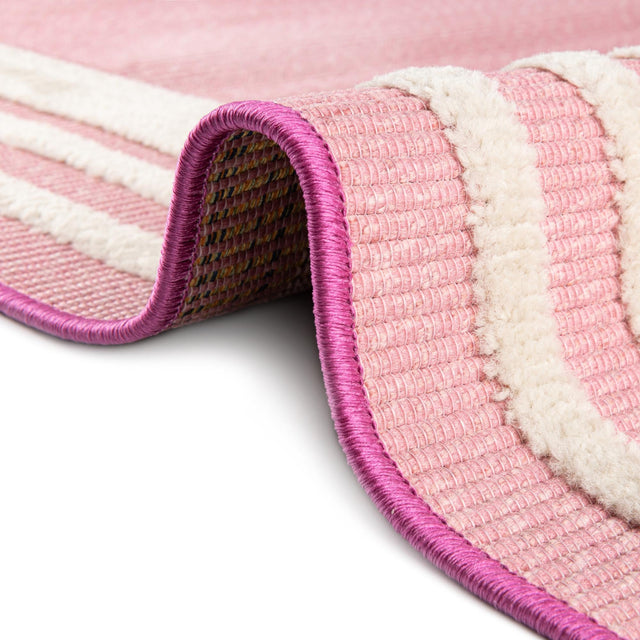 Pink 3' 3 x 3' 3 Aruba Outdoor Round Area Rug Weather Resistant for Patio, Deck, Terrace, Balcony, Porch for Sale at Rug Engine