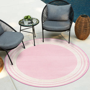 Pink 3' 3 x 3' 3 Aruba Outdoor Round Area Rug Weather Resistant for Patio, Deck, Terrace, Balcony, Porch for Sale at Rug Engine