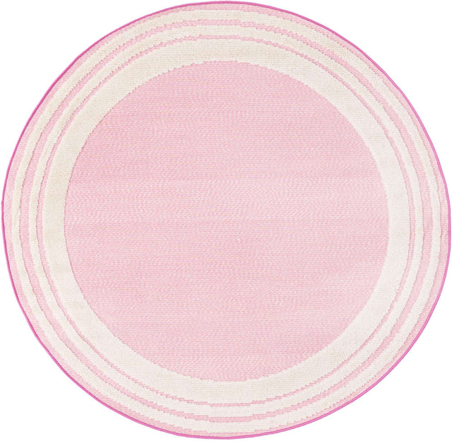 Pink 5' 3 x 5' 3 Aruba Outdoor Round Area Rug Weather Resistant for Patio, Deck, Terrace, Balcony, Porch for Sale at Rug Engine