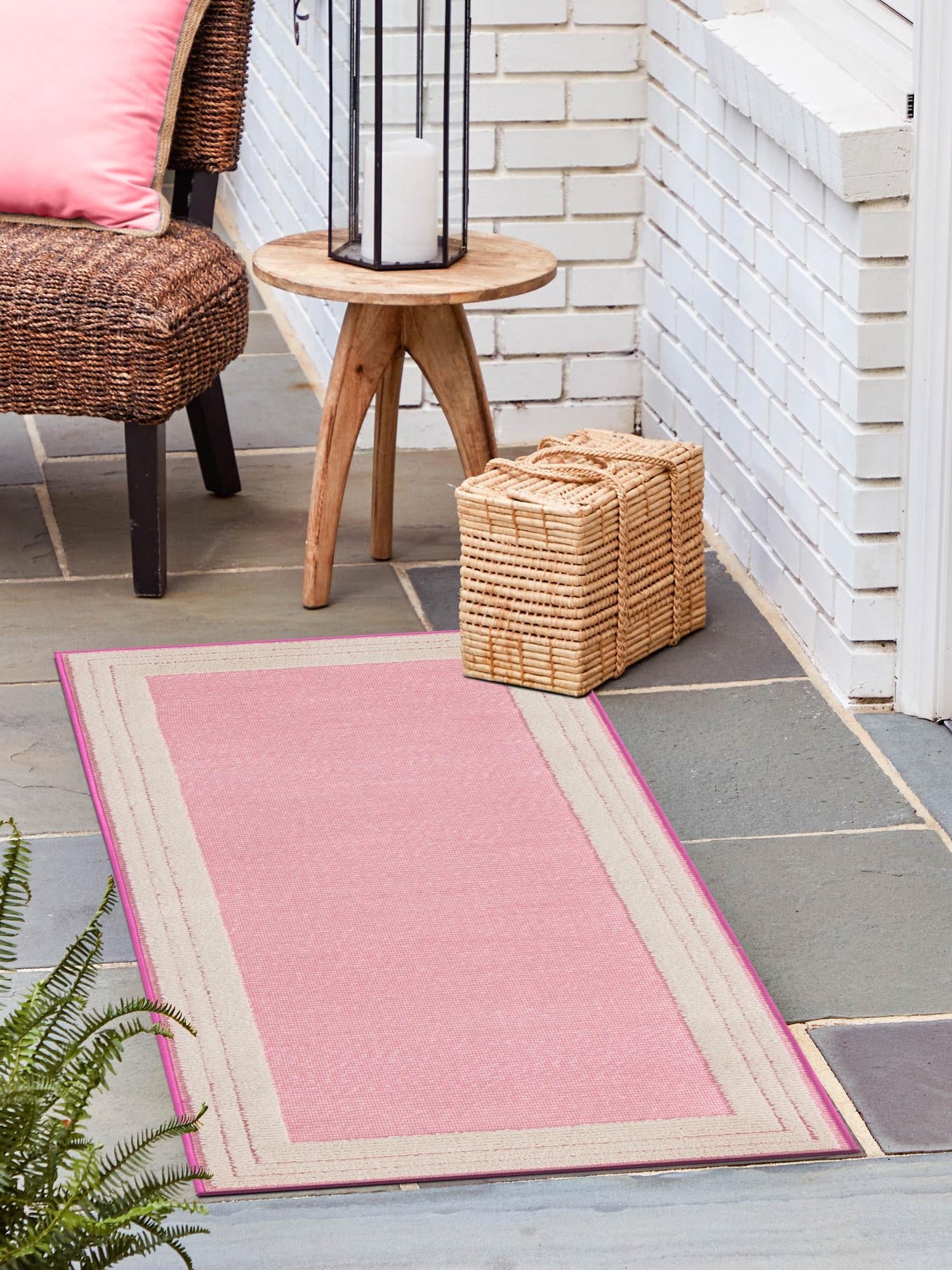 Pink 2' x 10' Aruba Outdoor Runner Area Rug Weather Resistant for Patio, Deck, Terrace, Balcony, Porch for Sale at Rug Engine