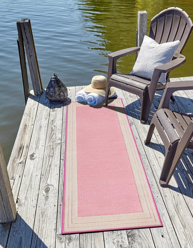 Pink 2' x 10' Aruba Outdoor Runner Area Rug Weather Resistant for Patio, Deck, Terrace, Balcony, Porch for Sale at Rug Engine