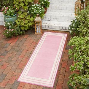 Pink 2' x 10' Aruba Outdoor Runner Area Rug Weather Resistant for Patio, Deck, Terrace, Balcony, Porch for Sale at Rug Engine