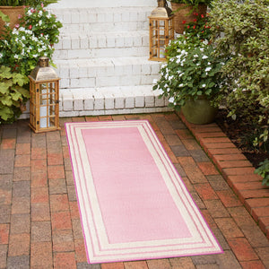 Pink 2' x 10' Aruba Outdoor Runner Area Rug Weather Resistant for Patio, Deck, Terrace, Balcony, Porch for Sale at Rug Engine