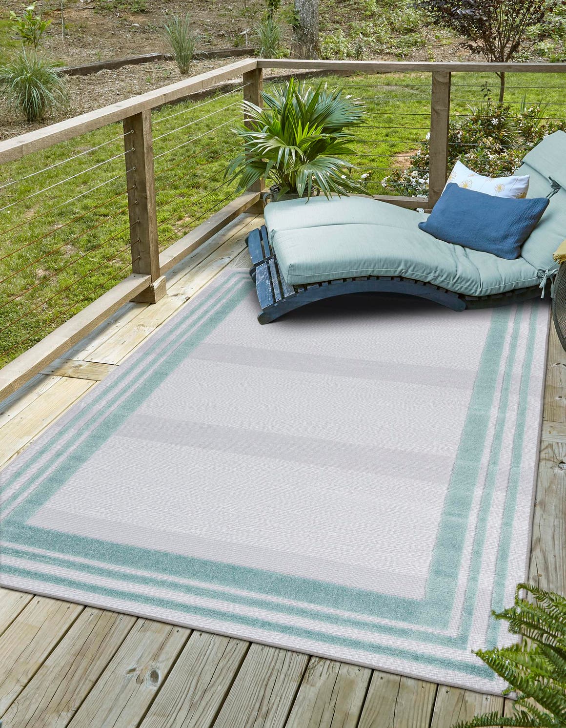 Gray Teal 5' 3 x 8' Aruba Outdoor Rectangle Area Rug Weather Resistant for Patio, Deck, Terrace, Balcony, Porch for Sale at Rug Engine