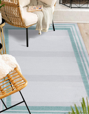 Gray Teal 5' 3 x 8' Aruba Outdoor Rectangle Area Rug Weather Resistant for Patio, Deck, Terrace, Balcony, Porch for Sale at Rug Engine