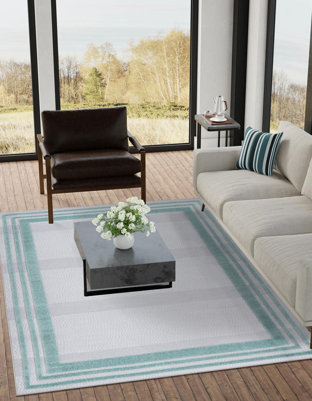 Gray Teal 7' x 10' Aruba Outdoor Rectangle Area Rug Weather Resistant for Patio, Deck, Terrace, Balcony, Porch for Sale at Rug Engine