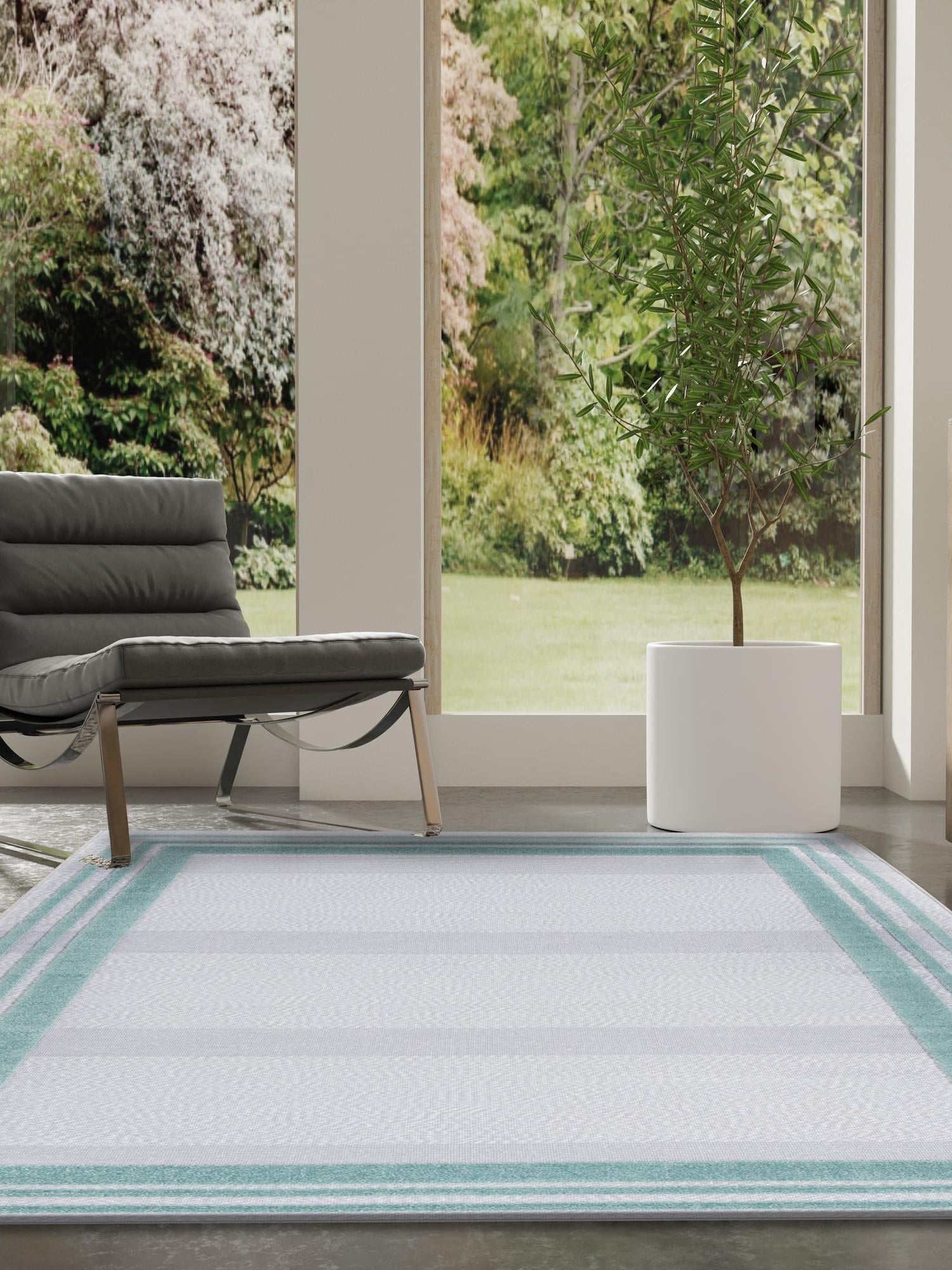 Gray Teal 4' x 6' Aruba Outdoor Rectangle Area Rug Weather Resistant for Patio, Deck, Terrace, Balcony, Porch for Sale at Rug Engine